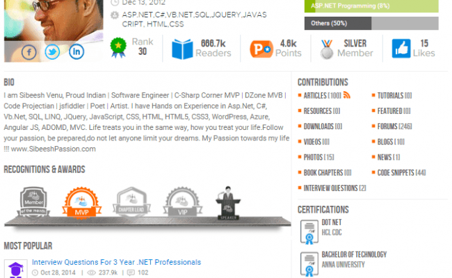 CSharp Corner Profile