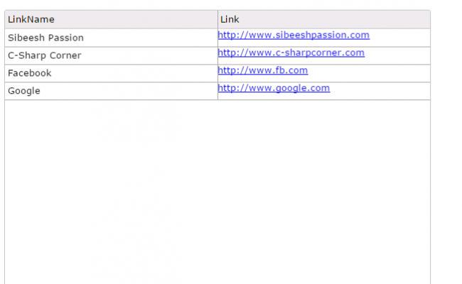 Column values to a href