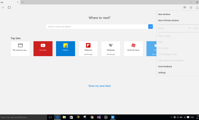 Open Edge Browser in Windows 10