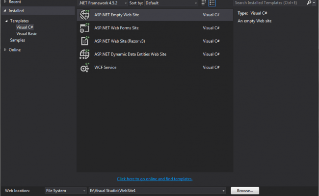 Empty Website In Visual Studio