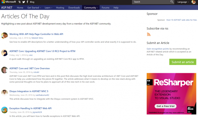 Asp Net Article Of The Day July 2 2016