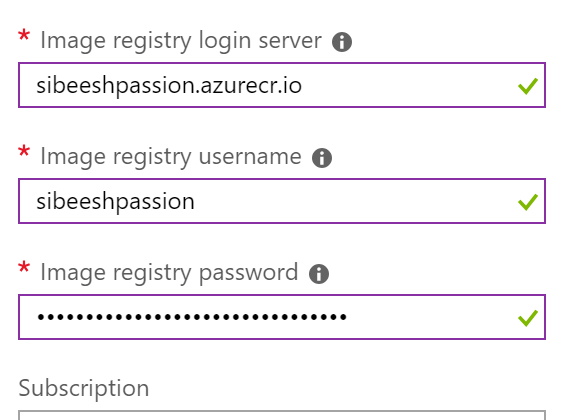 Container Instance Basic Settings