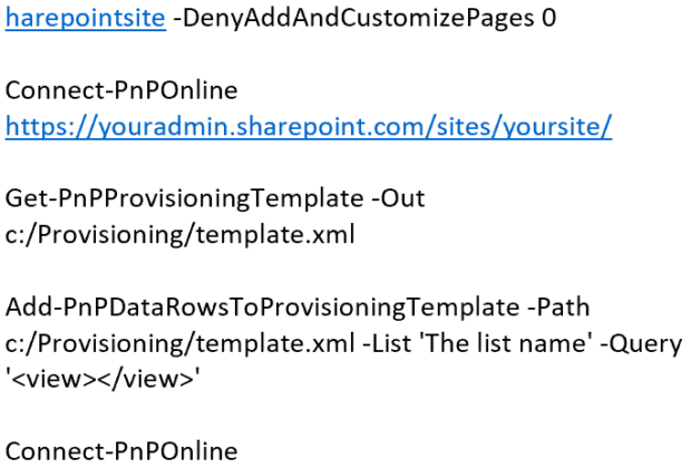 SharePoint PnP Provisioning Commands